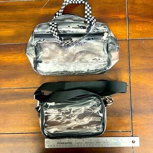 Lot of 2 Waist Belt & Carry Bag Pack Transparent See Through Clear Festival Bag